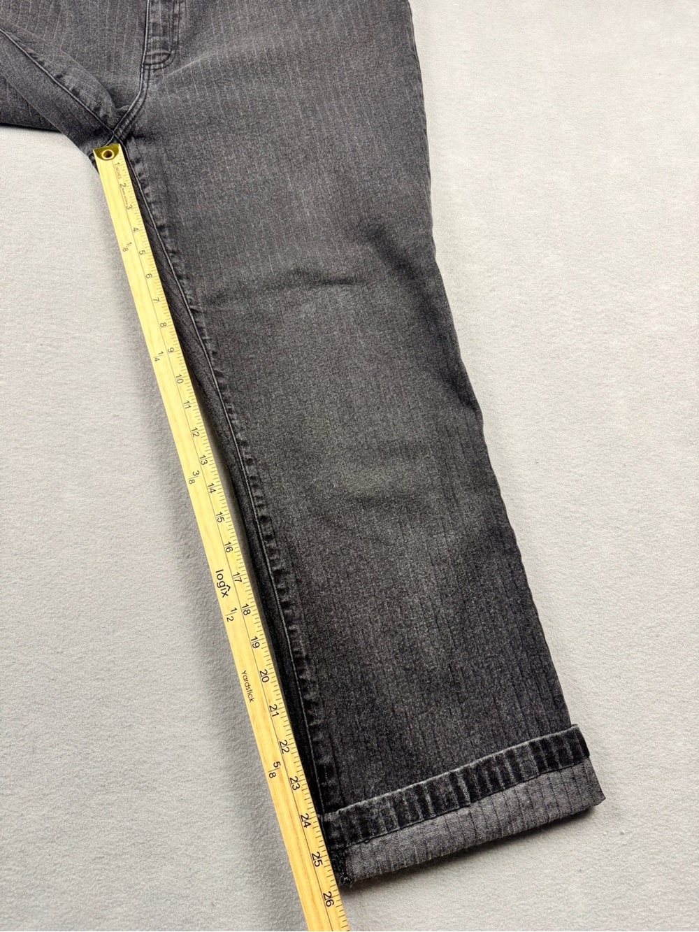 Lauren Jeans Co Gray White Pinstripe Womens 16 Straight Leg Denim Ralph Lauren - Picture 13 of 14